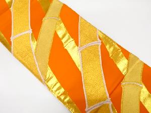 アンティーク　竹模様織り出しリバーシブル全通袋帯（材料）